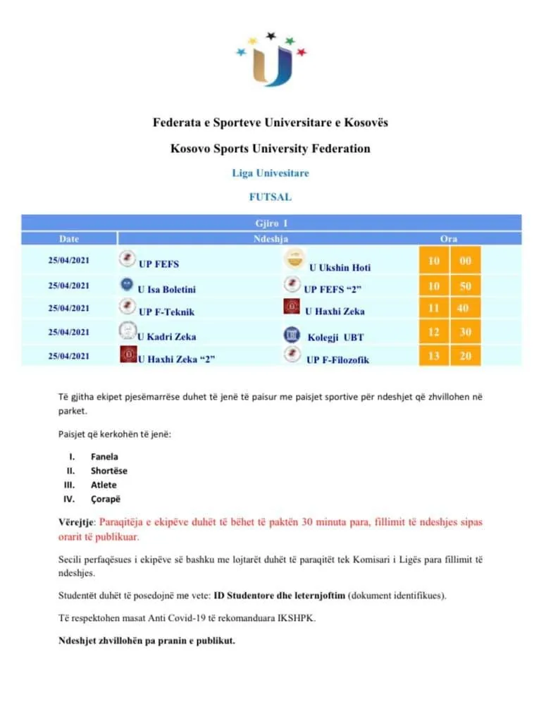VAZHDOJNË LIGAT UNIVERSITARE